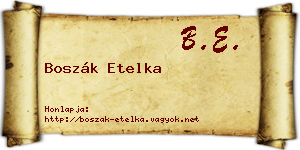 Boszák Etelka névjegykártya